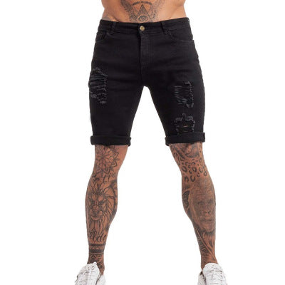 Ripped black denim shorts
