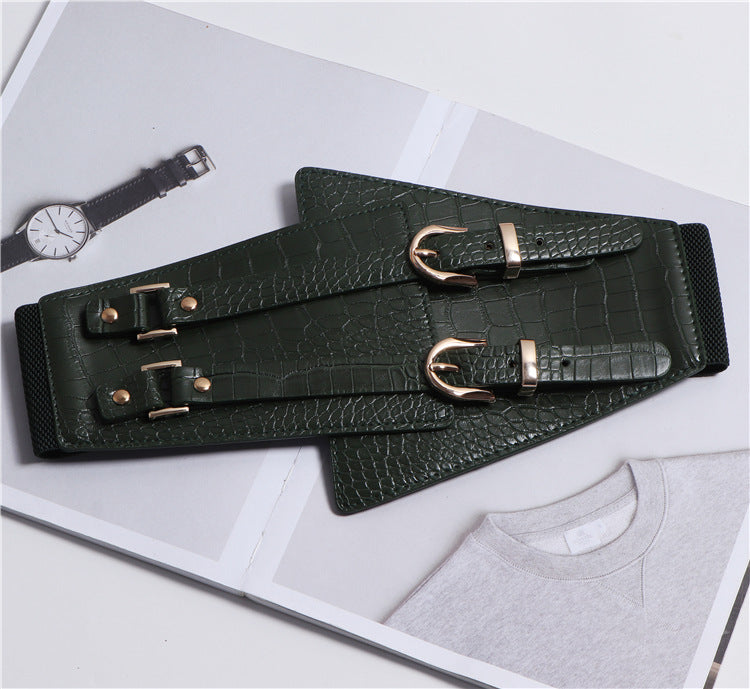 Fashion All-match Super Wide Waist Female Decorative Shirt Dress Jacket Double Pin Buckle Wide Waist