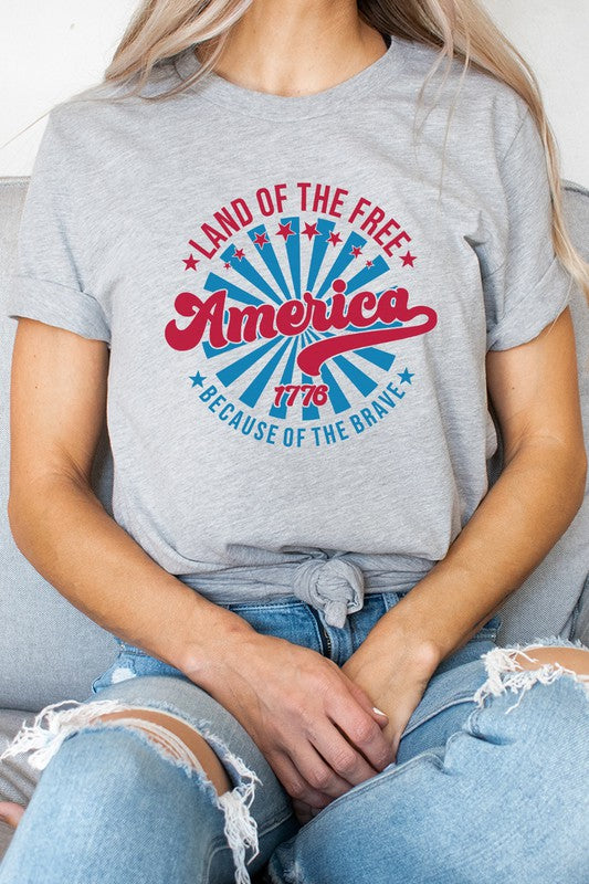 America Land Of The Free Of The Brave Graphic Tee