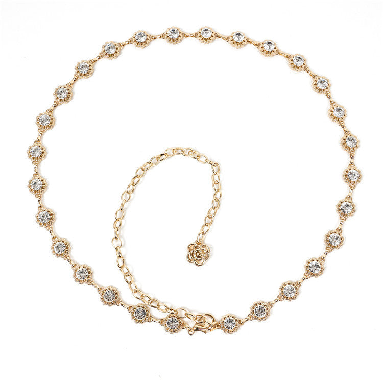 Metallic Belt Gold Diamond Women