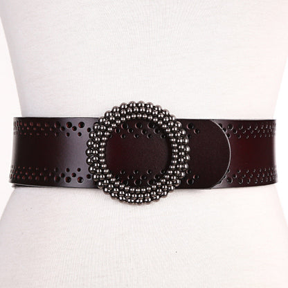Green Women Belt No Hole Ladies Belts For Dresses Real Leather