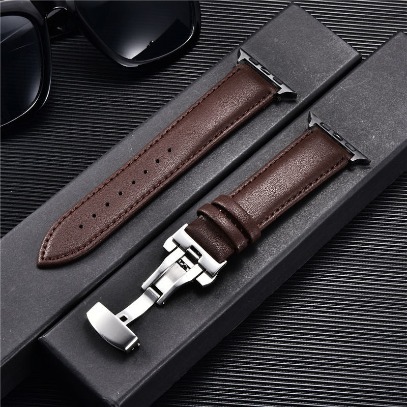 Suitable For Watch First Layer Leather Butterfly Buckle Strap