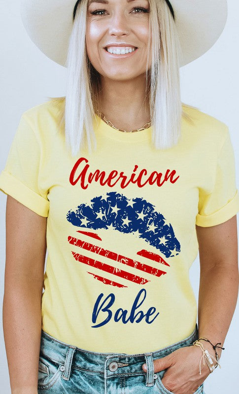 American Babe Lips Stars Stripes Graphic Tee