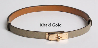 High Quality Women Real Leather 1.8cm Width Belts Golden
