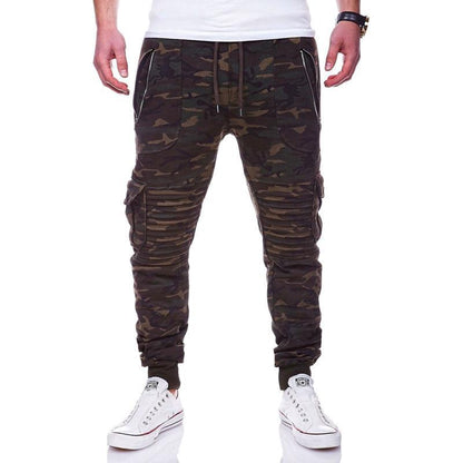 Sports Pants Striped Pleated Casual Men