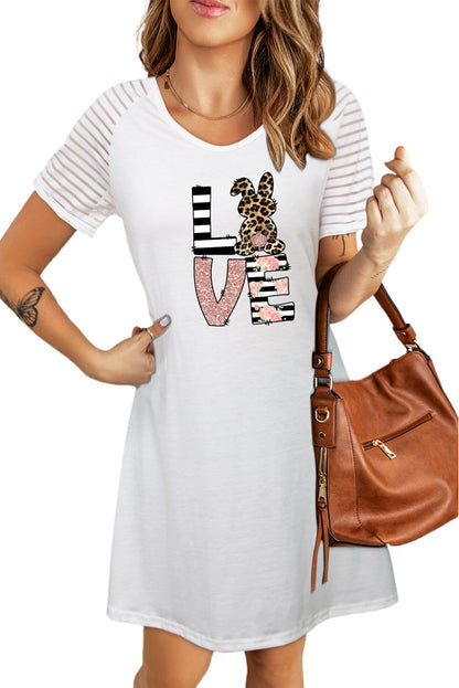 Easter Graphic Sheer Striped T-Shirt Dress