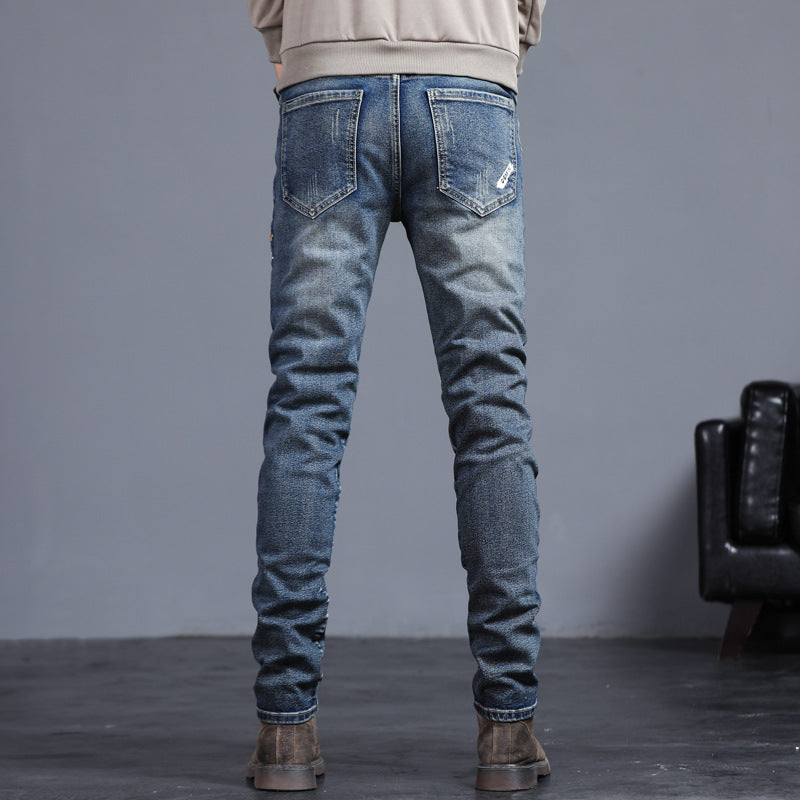 Youth Retro Embroidered Denim Pants