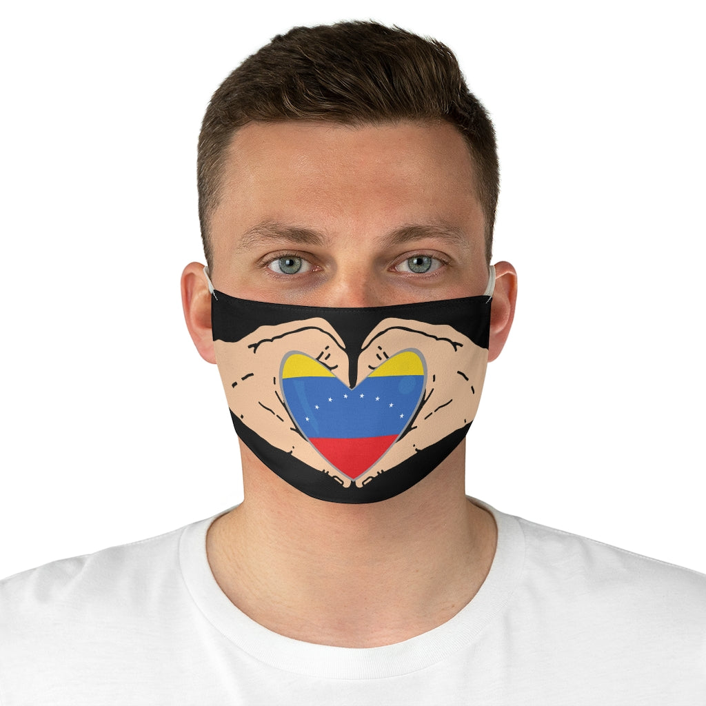 Venezuela Heart, Black Fabric Face Mask