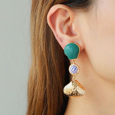 Shell &amp; Tassel Alloy Dangle Earrings