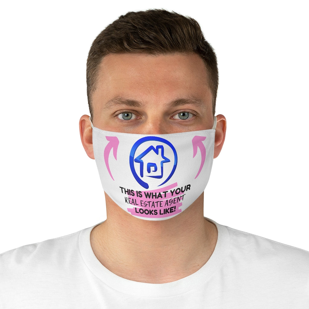 This is what your real estate agent looks like blue and pink Fabric Face Mask