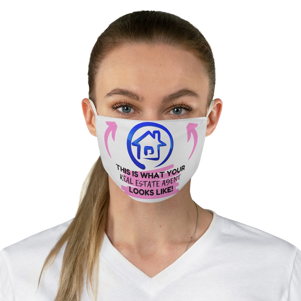 This is what your real estate agent looks like blue and pink Fabric Face Mask