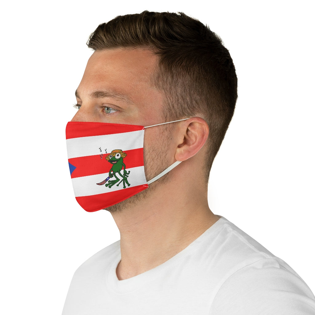 PR Flag Singing Green Coqui Machete - Fabric Face Mask