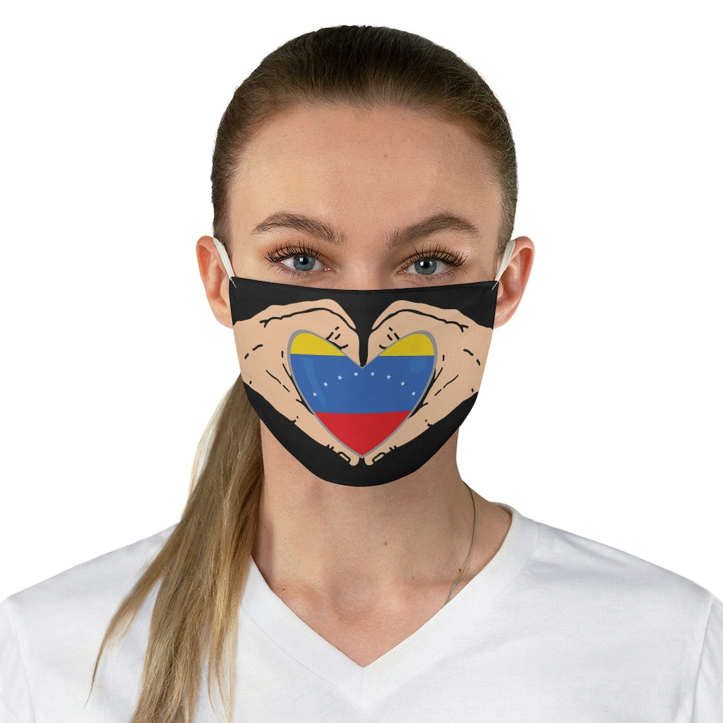 Venezuela Heart, Black Fabric Face Mask