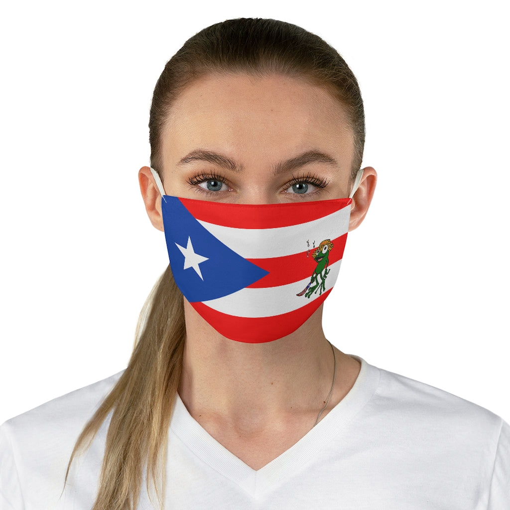 PR Flag Singing Green Coqui Machete - Fabric Face Mask