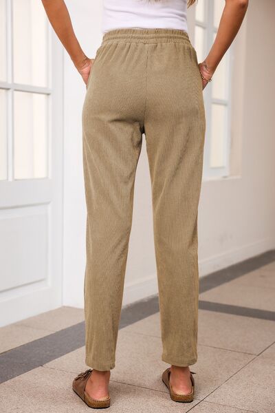 Drawstring Straight Pants with Pockets