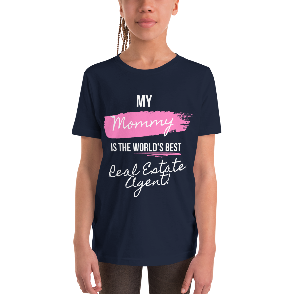 My Mommy is the Worlds best Real Estate Agent (White/Pink) Youth Short Sleeve T-Shirt