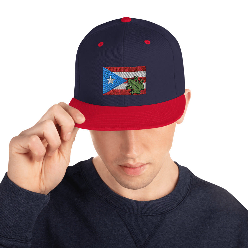 Puerto Rican Flag &amp; Coqui Snapback Hat