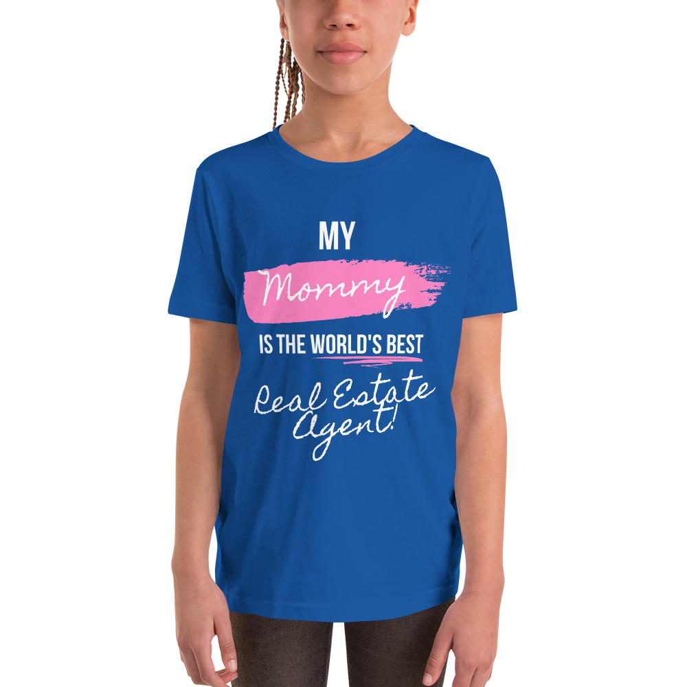 My Mommy is the Worlds best Real Estate Agent (White/Pink) Youth Short Sleeve T-Shirt