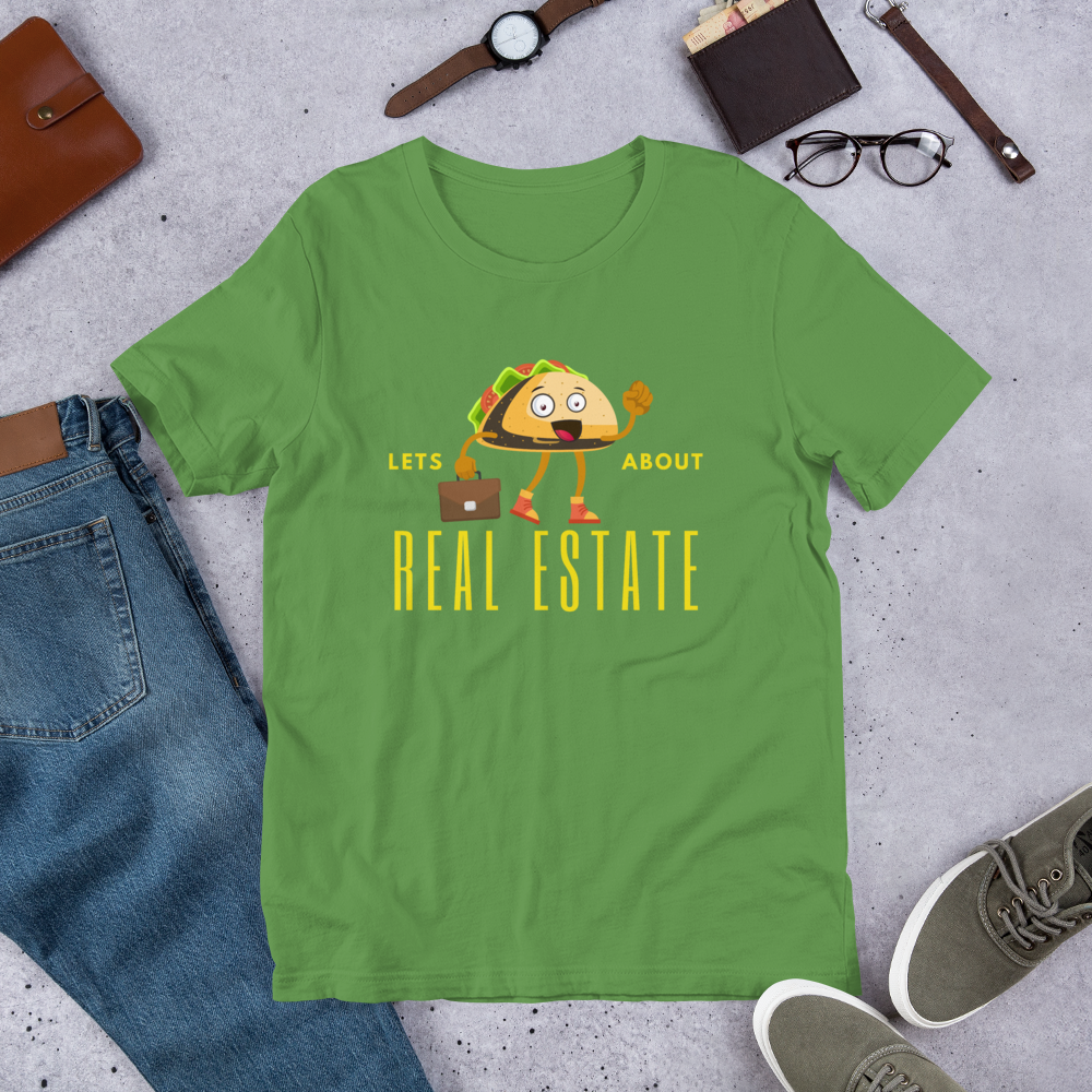 Short-Sleeve Unisex T-Shirt "Lets TACO about Real Estate" (Yellow Business Taco)