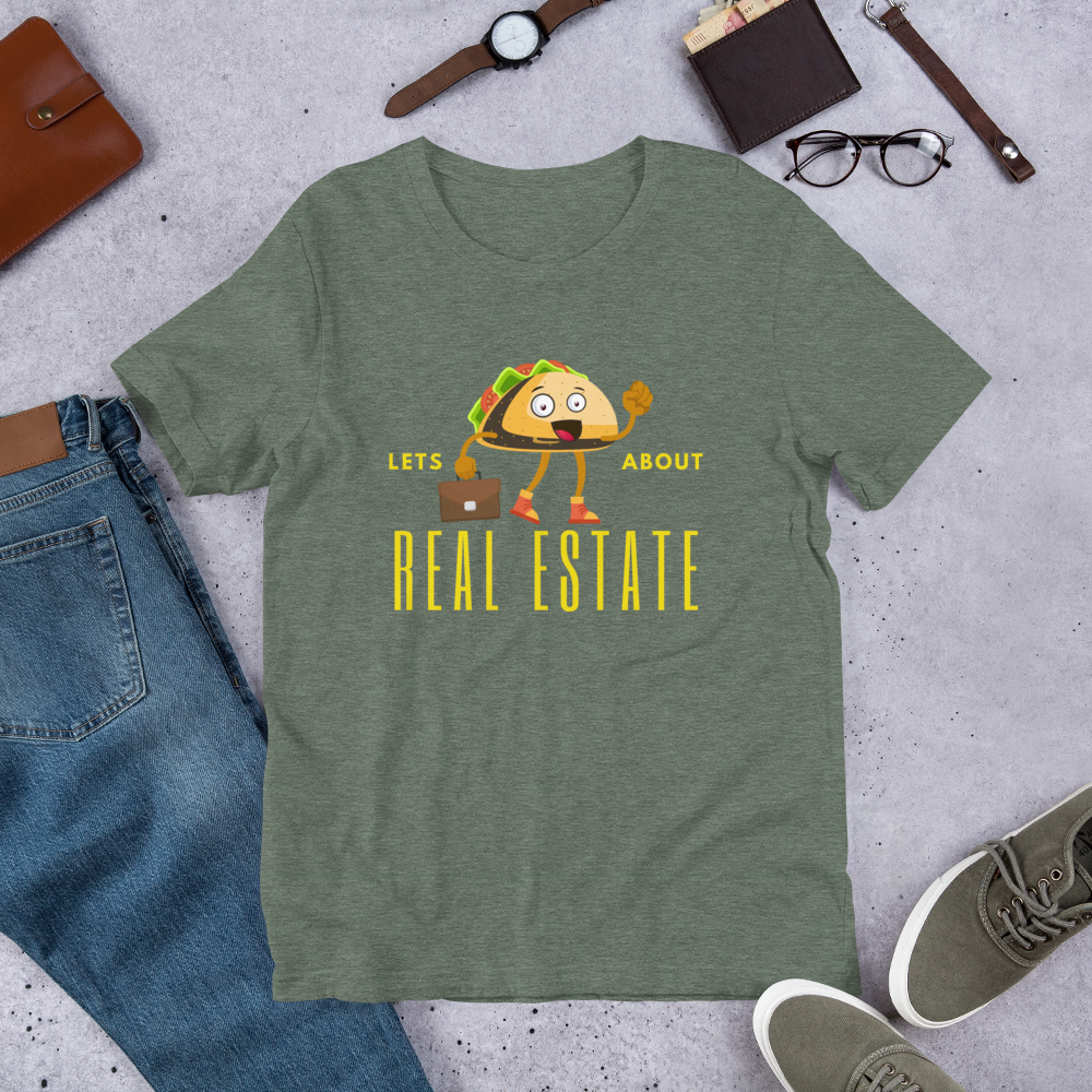 Short-Sleeve Unisex T-Shirt "Lets TACO about Real Estate" (Yellow Business Taco)