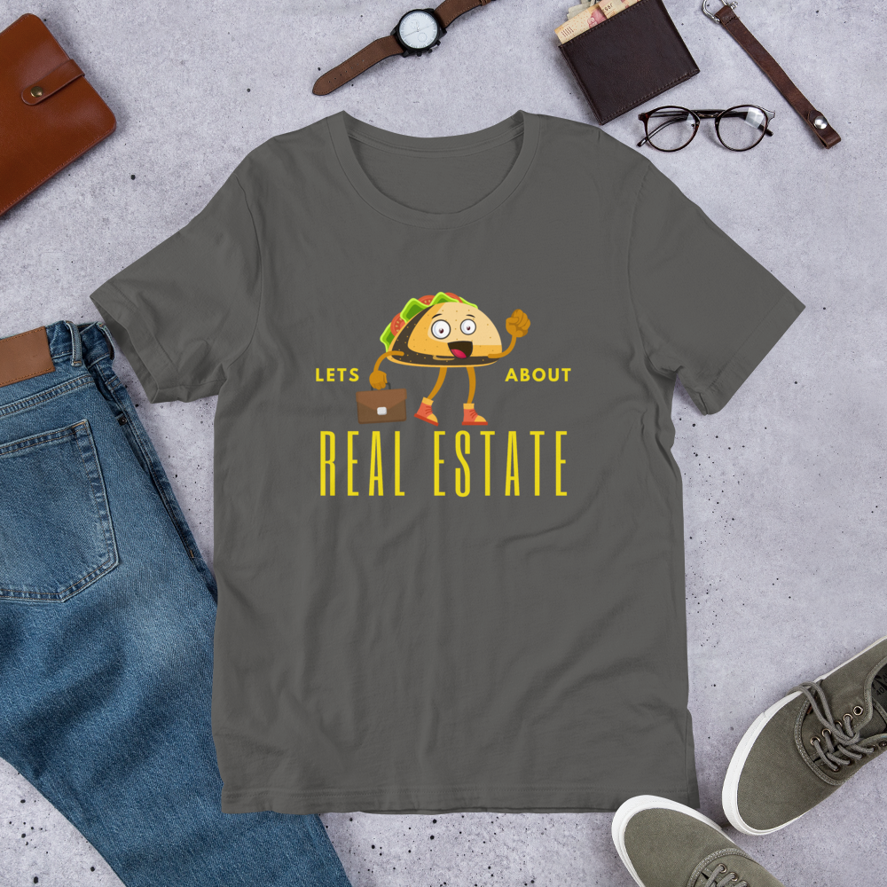 Short-Sleeve Unisex T-Shirt "Lets TACO about Real Estate" (Yellow Business Taco)