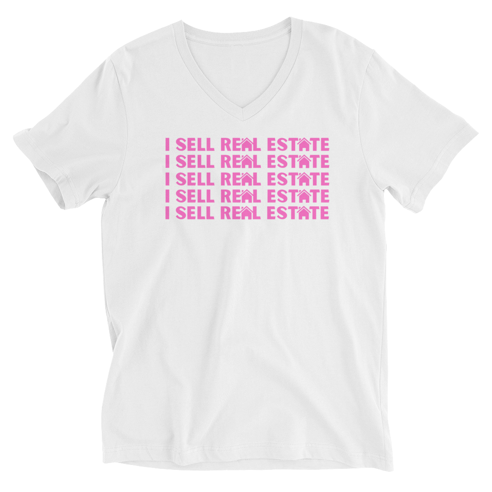 &quot;I Sell Real Estate&quot; Unisex Short Sleeve V-Neck T-Shirt