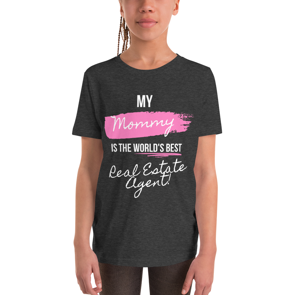 My Mommy is the Worlds best Real Estate Agent (White/Pink) Youth Short Sleeve T-Shirt