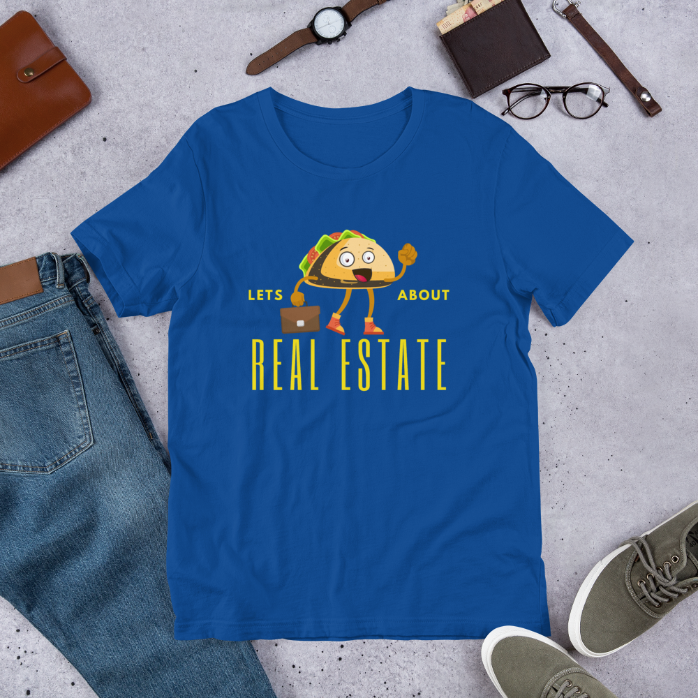 Short-Sleeve Unisex T-Shirt "Lets TACO about Real Estate" (Yellow Business Taco)