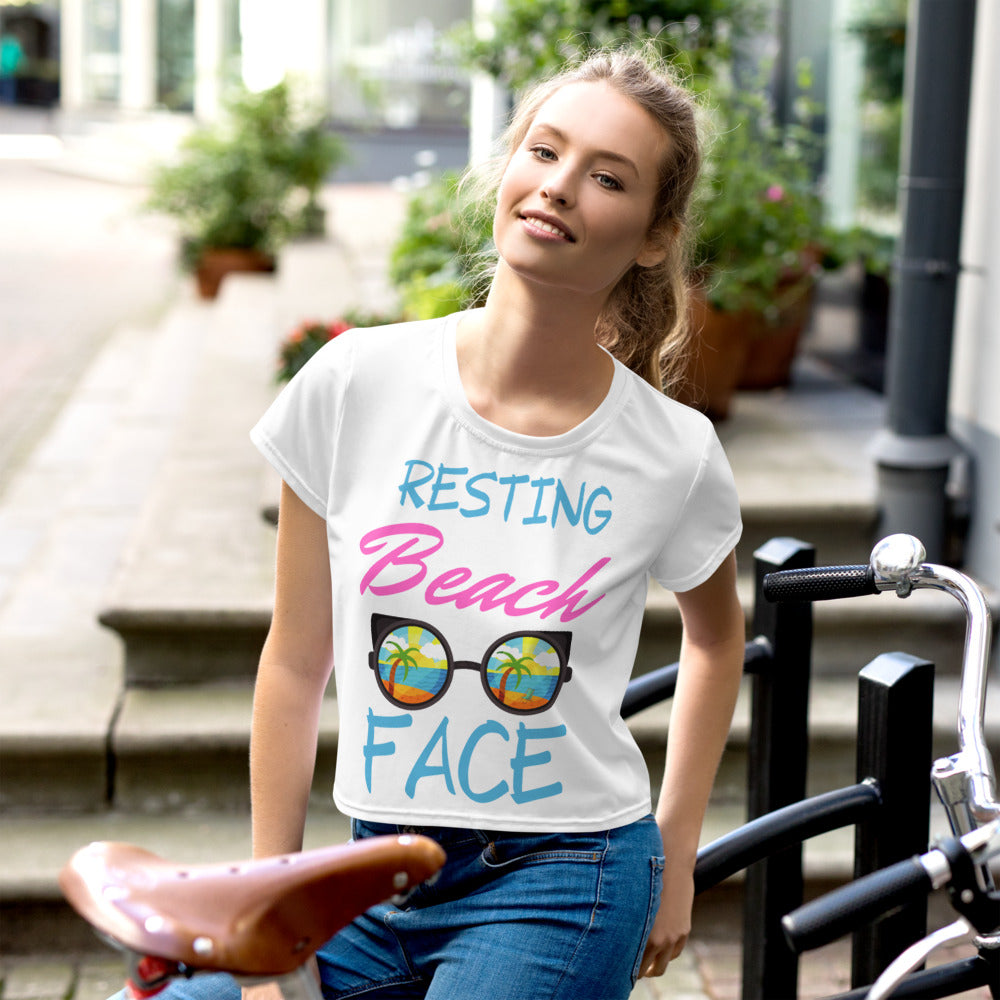 Resting Beach Face- All-Over Print Crop Tee