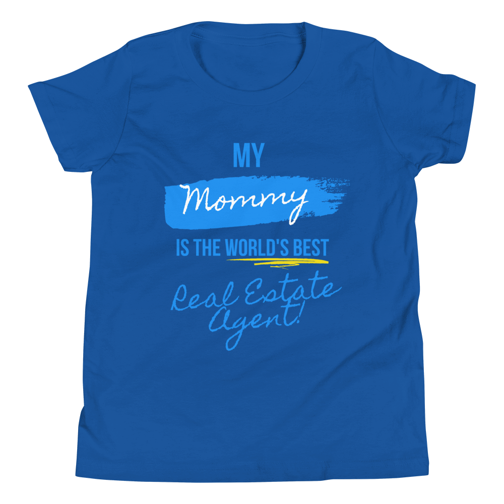 My Mommy is the Worlds Best Real Estate Agent (Blue /Yellow) Youth Short Sleeve T-Shirt