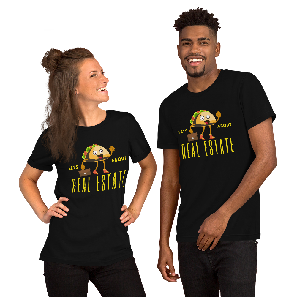 Short-Sleeve Unisex T-Shirt "Lets TACO about Real Estate" (Yellow Business Taco)