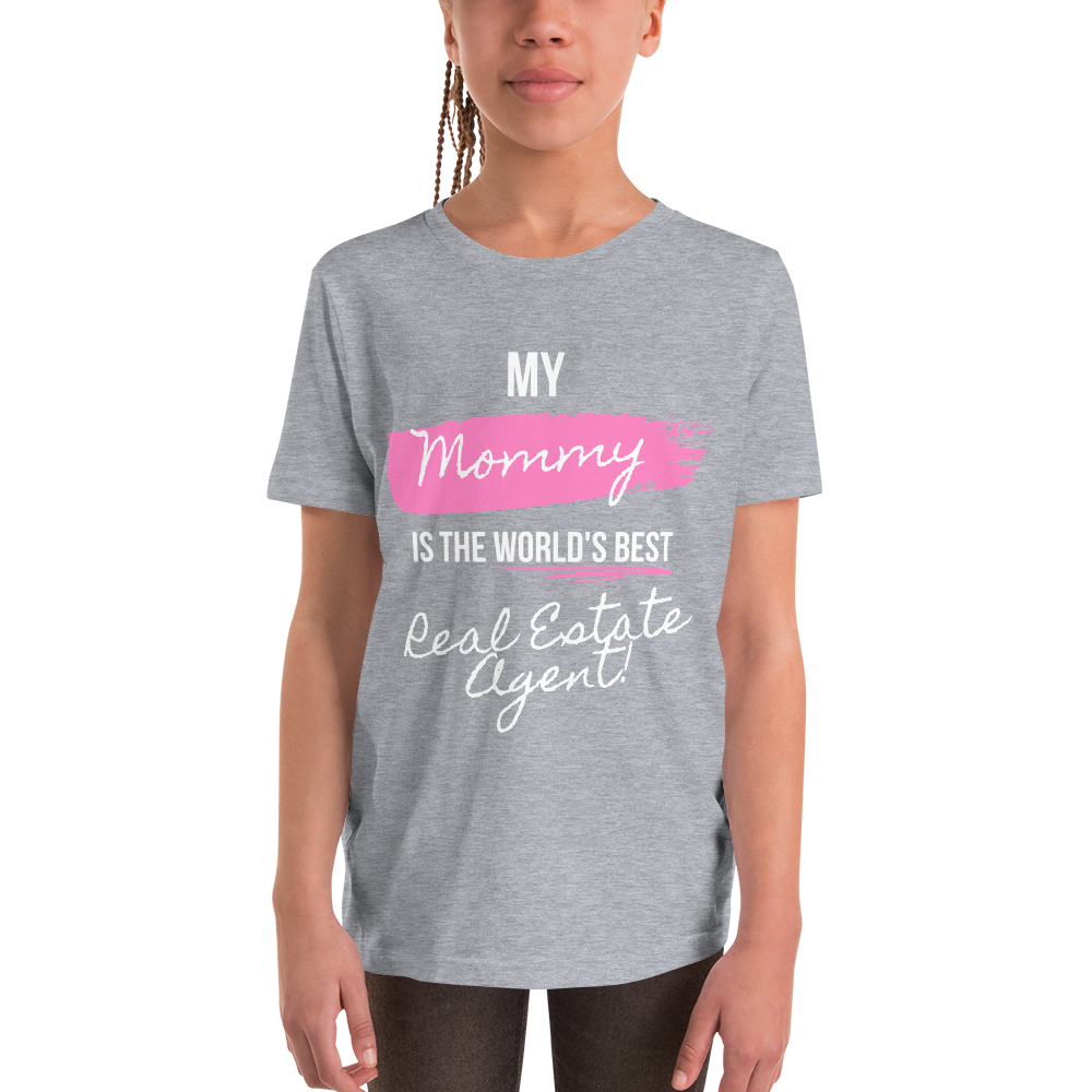 My Mommy is the Worlds best Real Estate Agent (White/Pink) Youth Short Sleeve T-Shirt