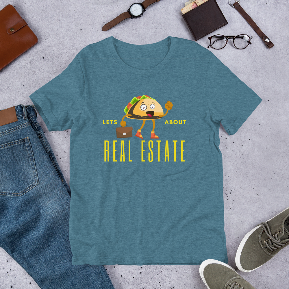 Short-Sleeve Unisex T-Shirt "Lets TACO about Real Estate" (Yellow Business Taco)