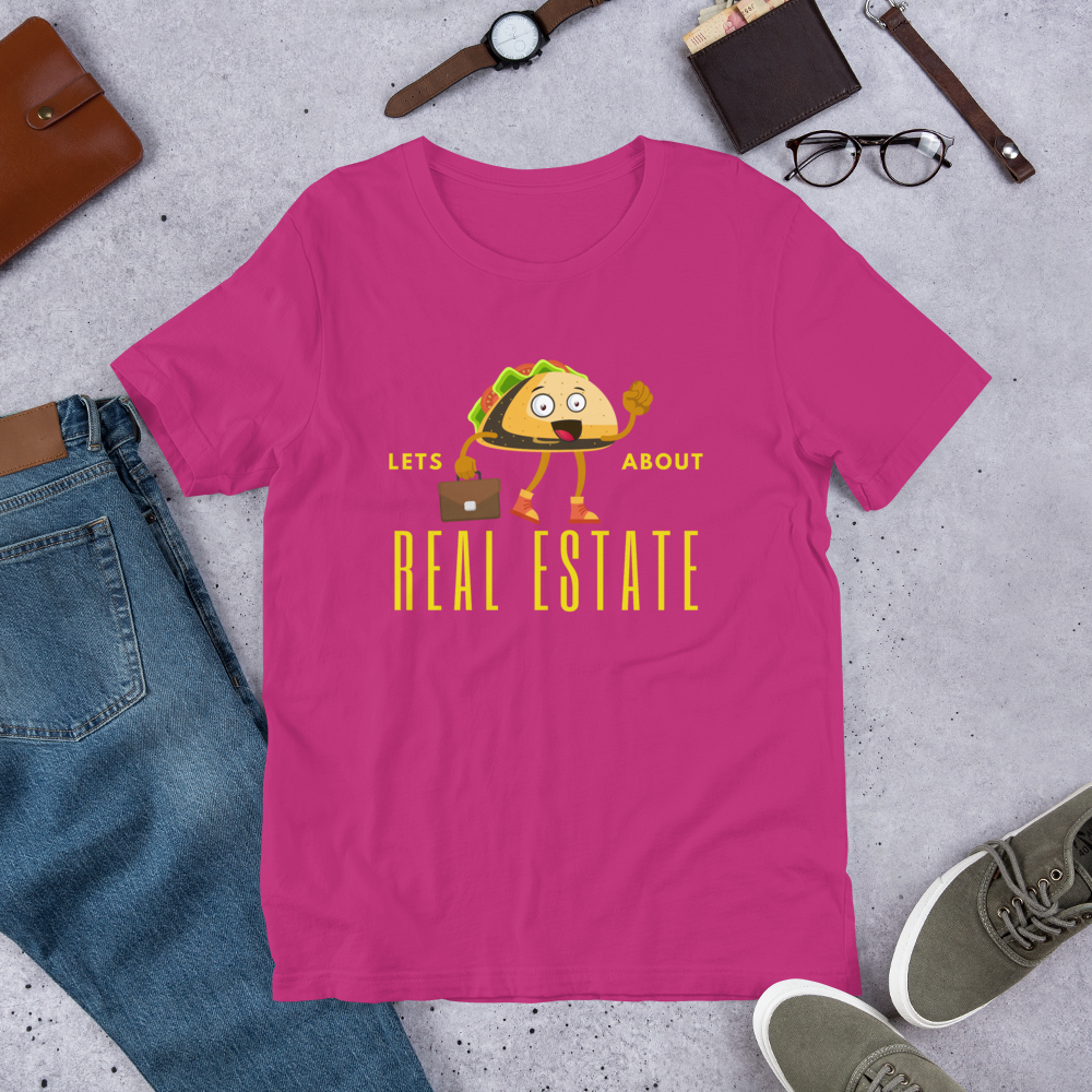 Short-Sleeve Unisex T-Shirt "Lets TACO about Real Estate" (Yellow Business Taco)