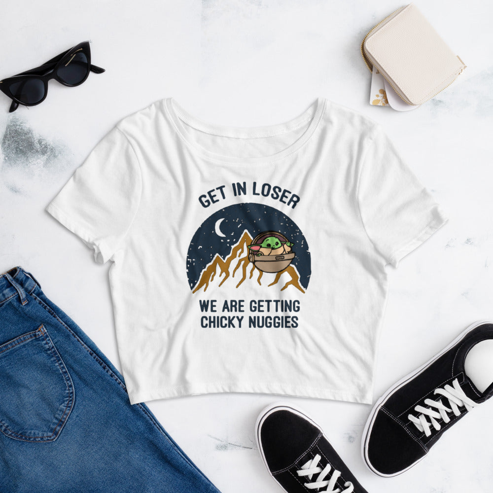 Baby Yoda, Chicky Nuggies- Women’s Crop Tee