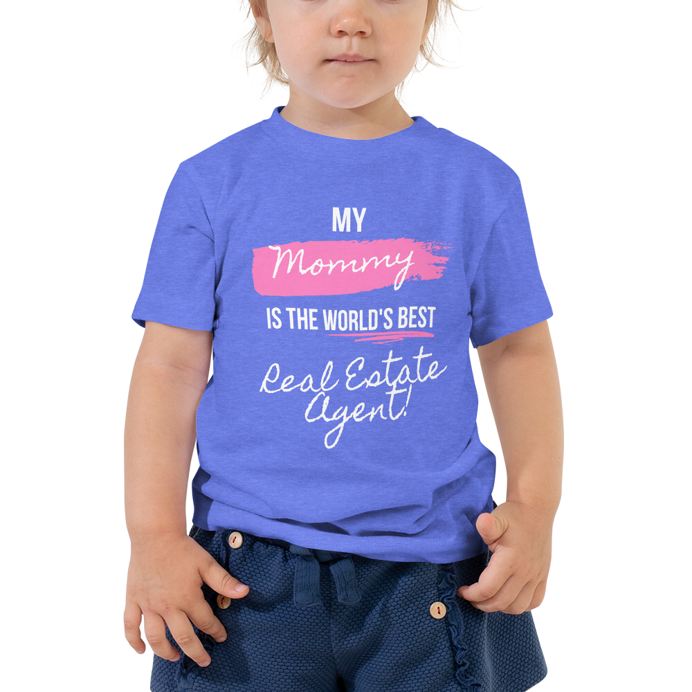 My Mommy is the Worlds best Real Estate Agent (White/ Pink) Toddler Short Sleeve Tee