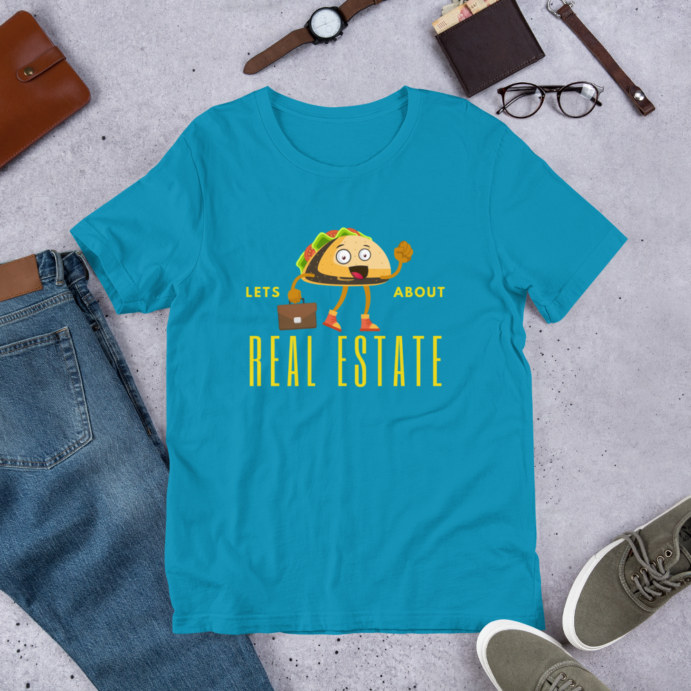 Short-Sleeve Unisex T-Shirt "Lets TACO about Real Estate" (Yellow Business Taco)