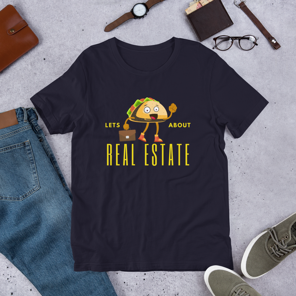Short-Sleeve Unisex T-Shirt "Lets TACO about Real Estate" (Yellow Business Taco)
