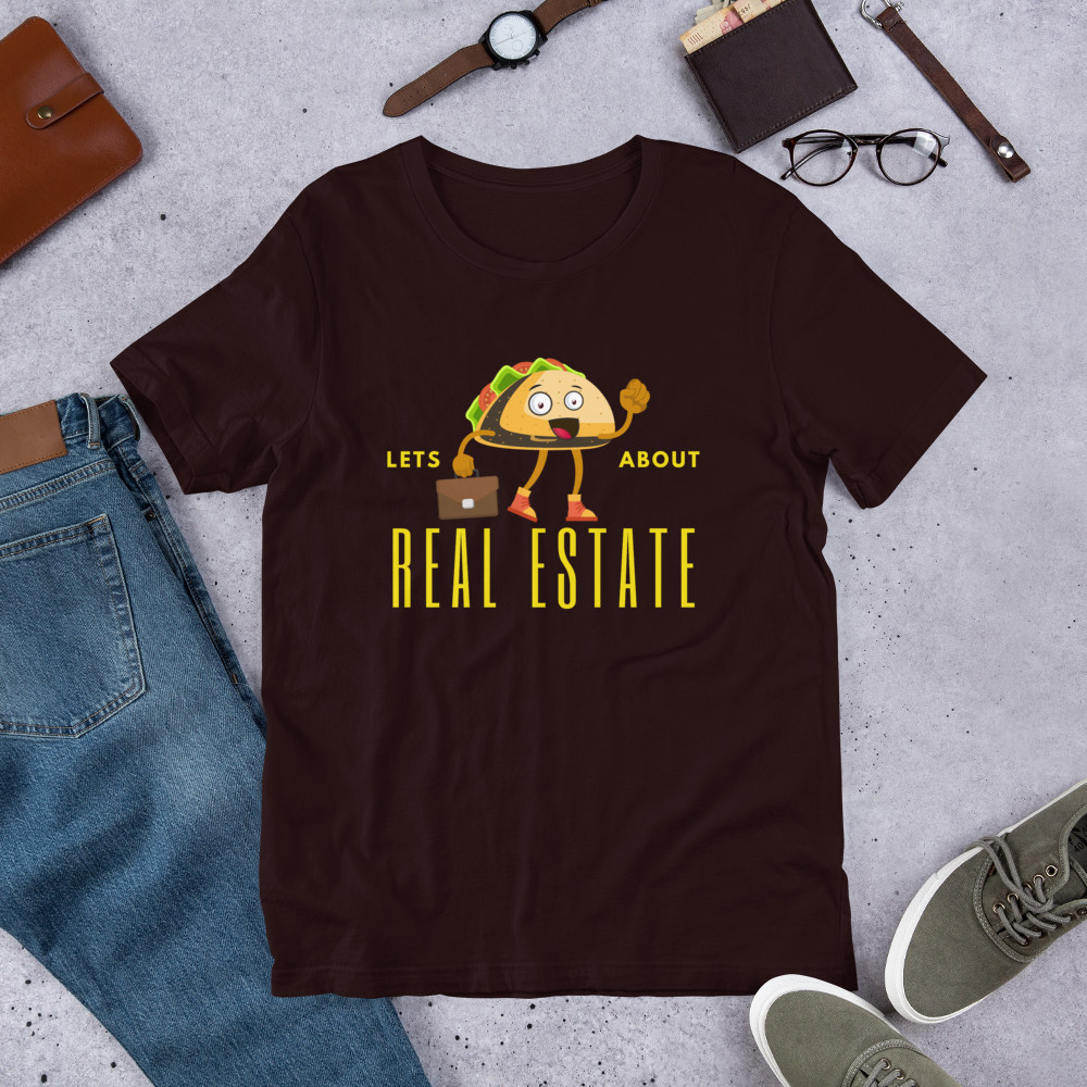 Short-Sleeve Unisex T-Shirt "Lets TACO about Real Estate" (Yellow Business Taco)