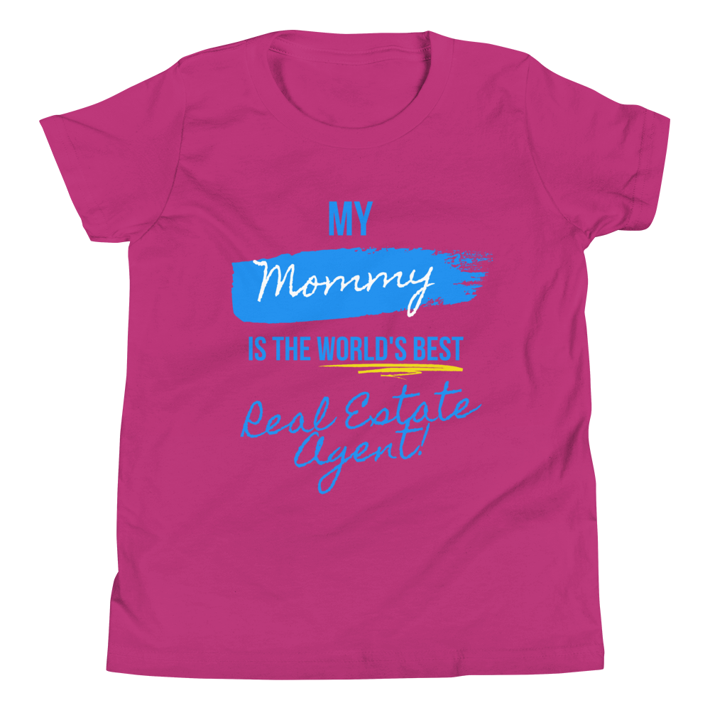 My Mommy is the Worlds Best Real Estate Agent (Blue /Yellow) Youth Short Sleeve T-Shirt