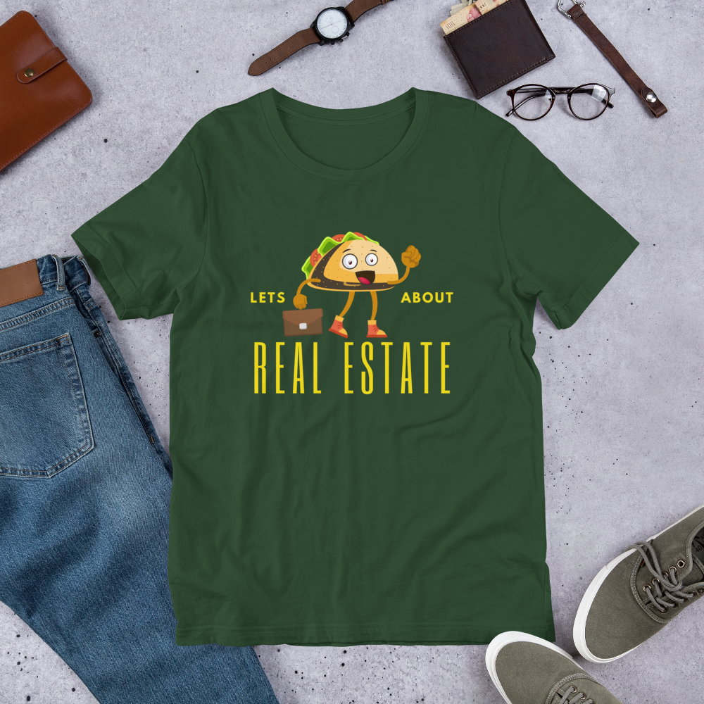 Short-Sleeve Unisex T-Shirt "Lets TACO about Real Estate" (Yellow Business Taco)