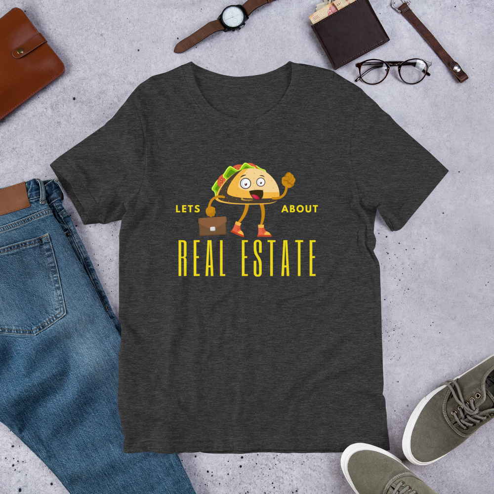 Short-Sleeve Unisex T-Shirt "Lets TACO about Real Estate" (Yellow Business Taco)