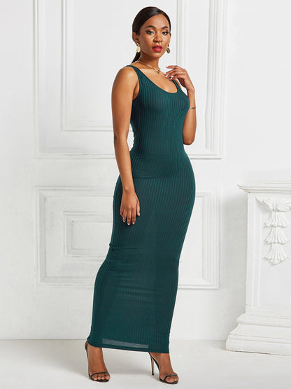 Scoop Neck Wide Strap Maxi Dress