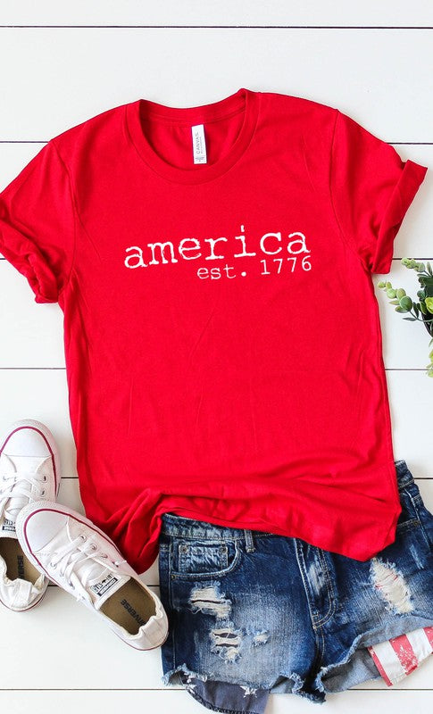 America est 1766 Patriotic Plus Size Graphic Tee