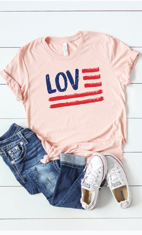 Love American Flag Plus Size Graphic Tee