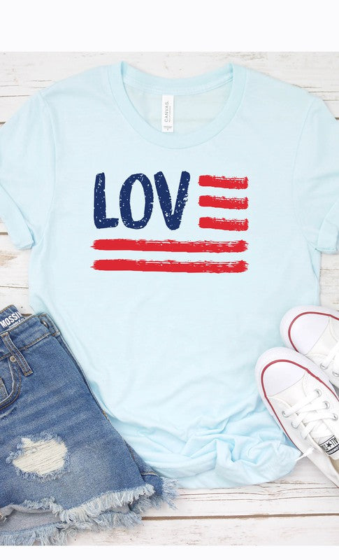 Love American Flag Graphic Tee