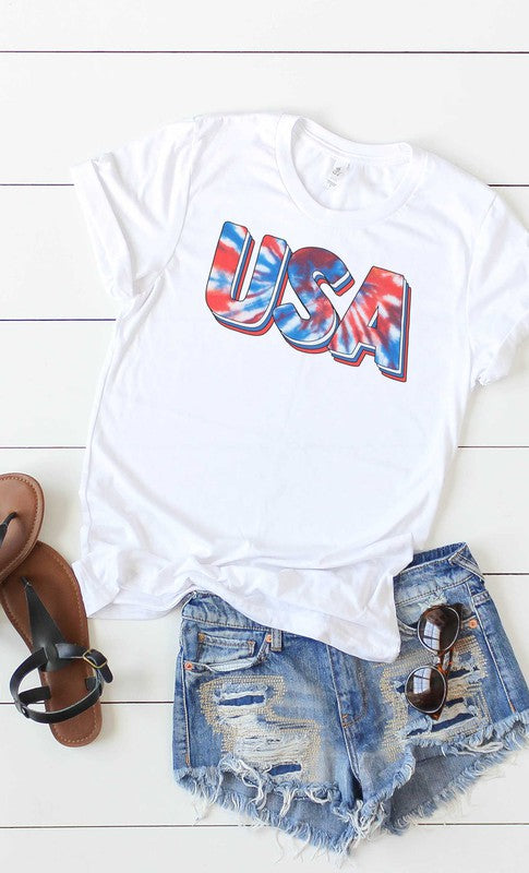 Tie Dye USA Plus Size Graphic Tee