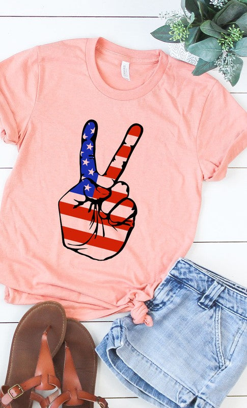 American Peace Sign Plus Size Graphic Tee