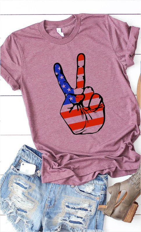 American Peace Sign Plus Size Graphic Tee