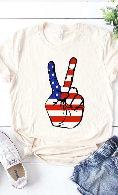 American Peace Sign Plus Size Graphic Tee